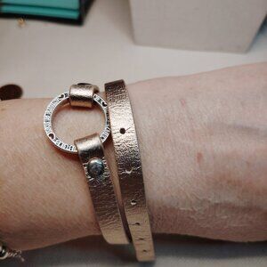 Origami Owl Rose Gold Leather Wrap Bracelet